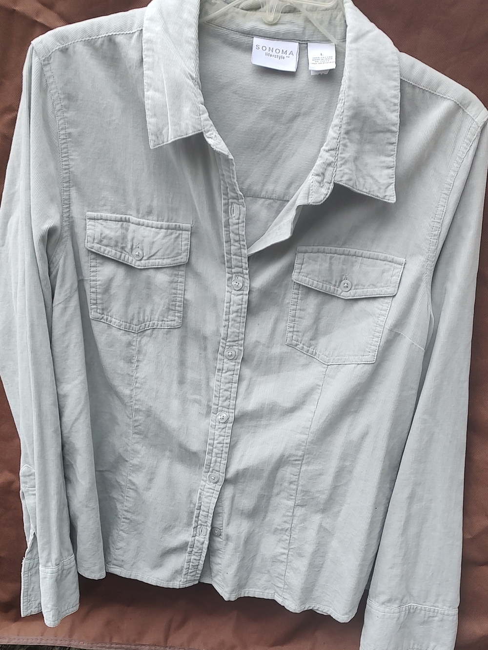 Sonoma light gray button-down utility shirt with chest pockets - Picture 2 of 6